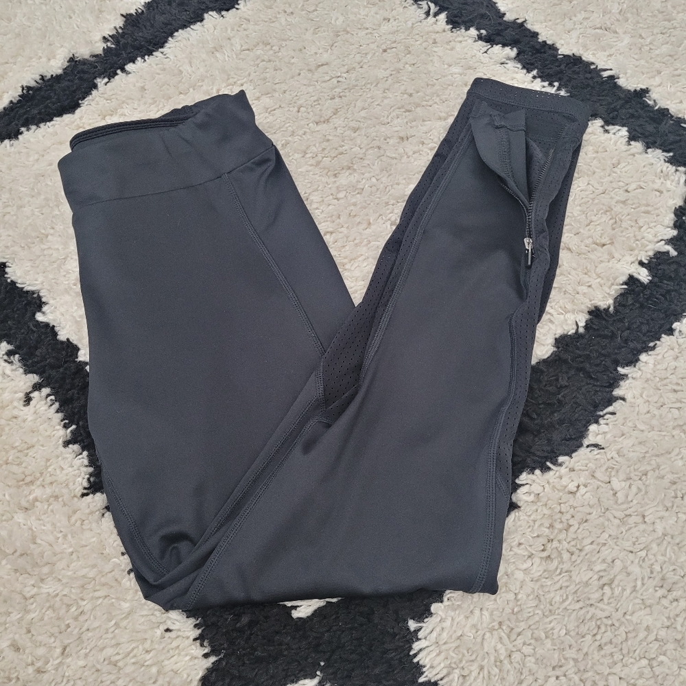 Fabletics leggings black size large moto mesh zipper leg ankle